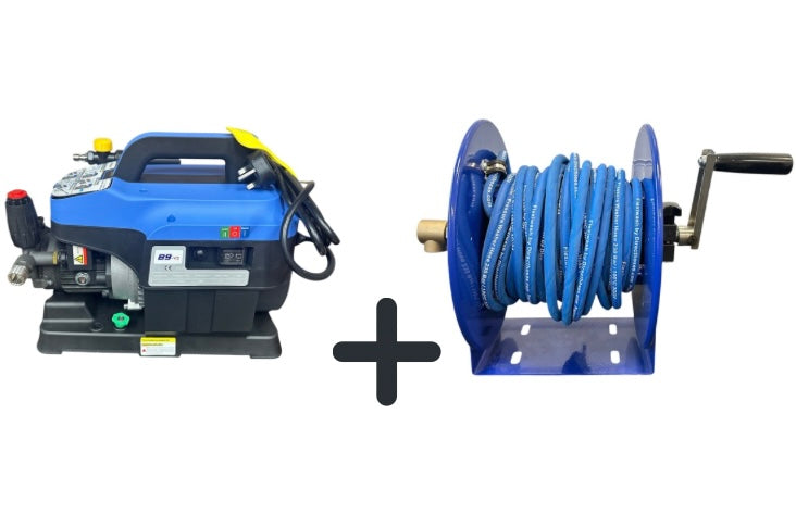 B9 V2 (Domestic) Pressure Washer MANUAL HOSE REEL PACK with Rubber reinforced Flexiwash Hose
