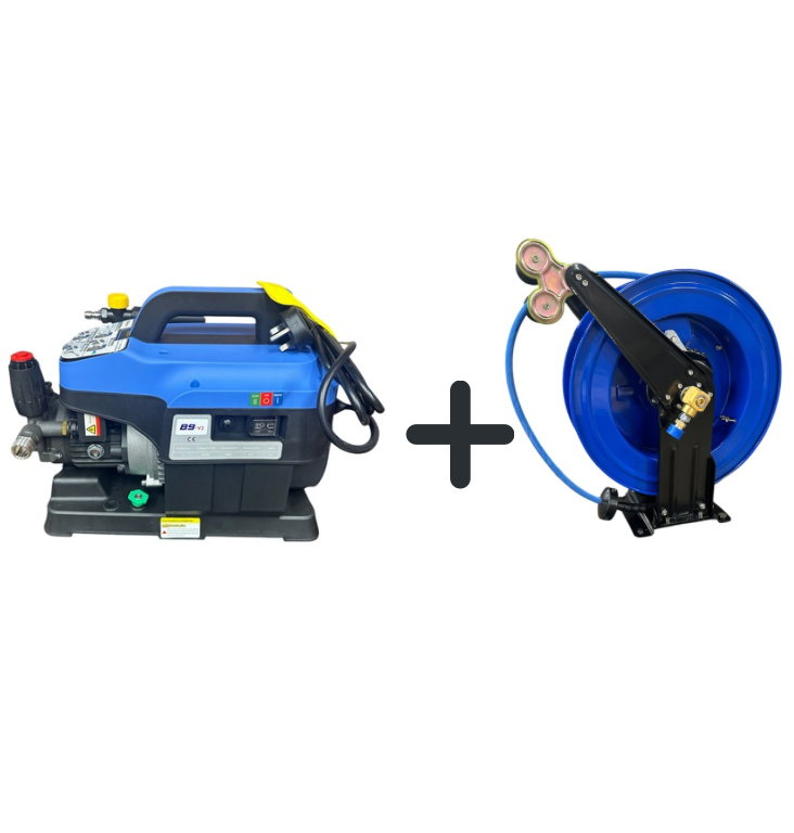 B9 V2 (Domestic) Pressure Washer RETRACTABLE HOSE REEL PACK with Rubber wire reinforced hose