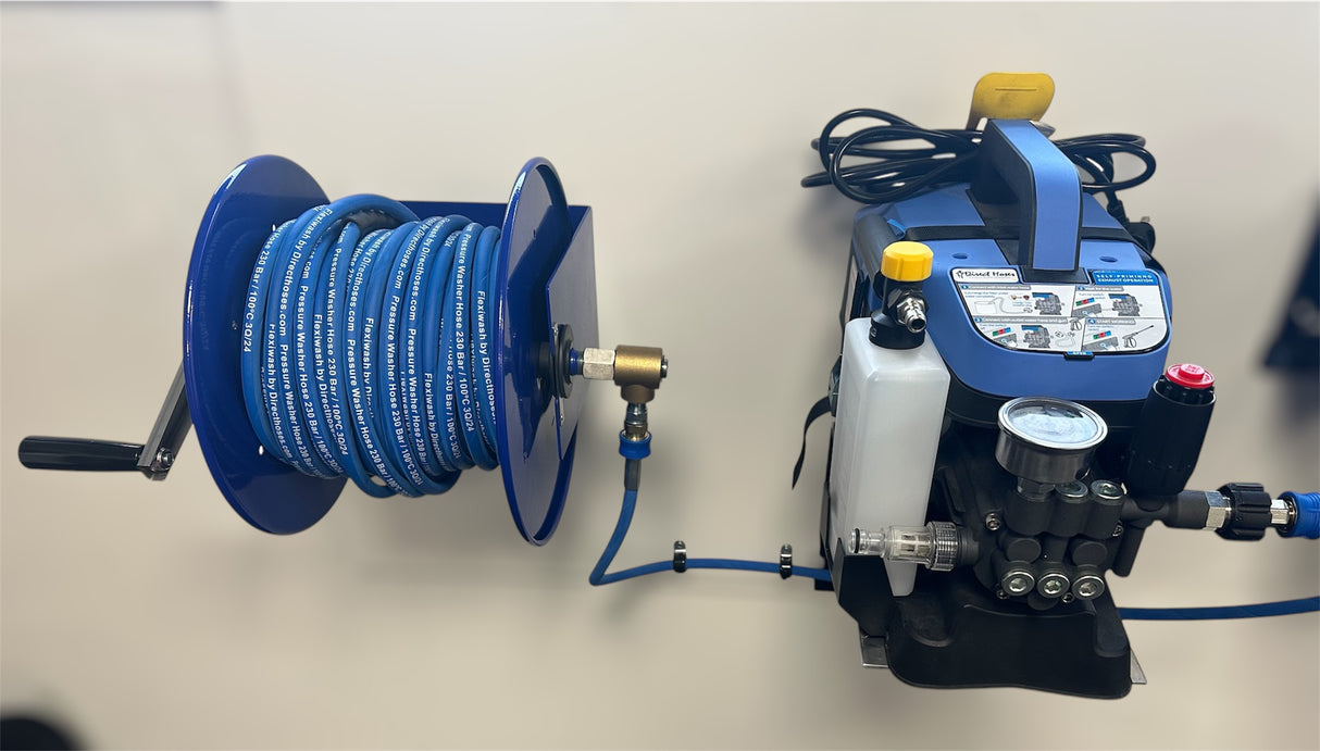 B9 V2 (Domestic) Pressure Washer MANUAL HOSE REEL PACK with Rubber reinforced Flexiwash Hose