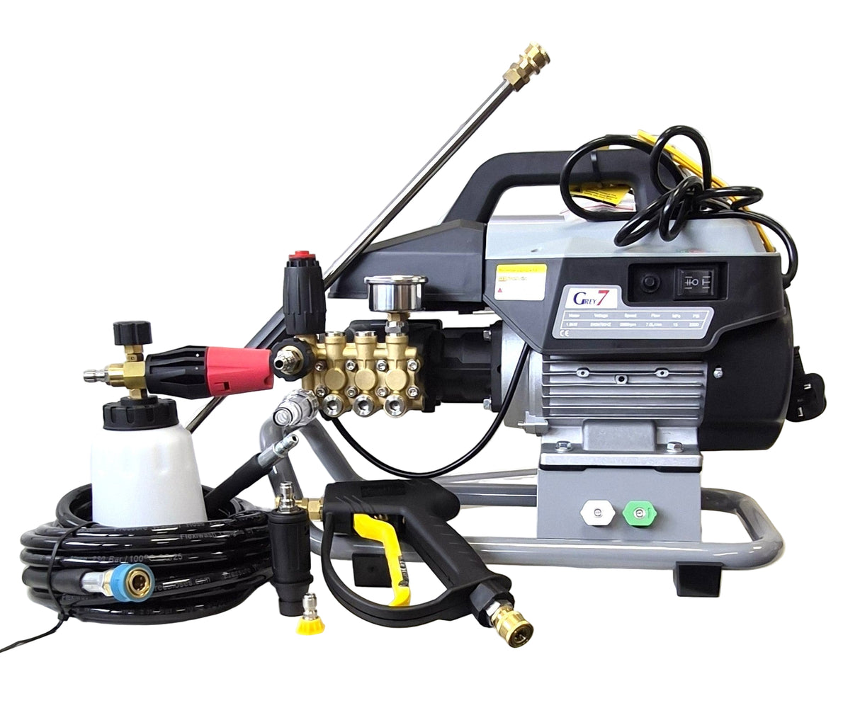 Grey 7 (Industrial/Commercial) CAR DETAILERS PACK Rubber Wire Reinforced Hose Swivel Trigger