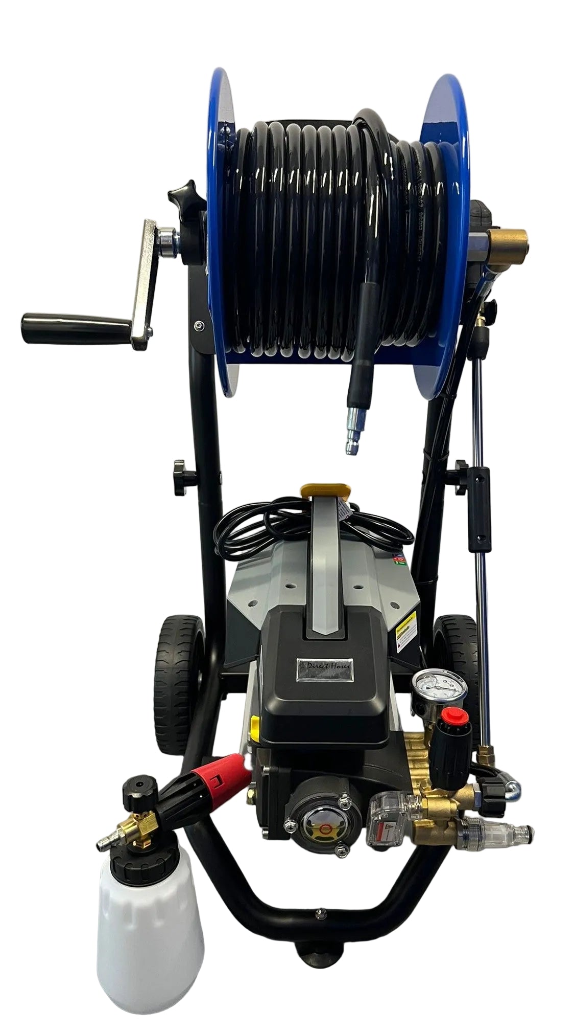 Grey 7 (Industrial/Commercial) Trolley Detailers kit with Manual Reel & rubber wire reinforced hose