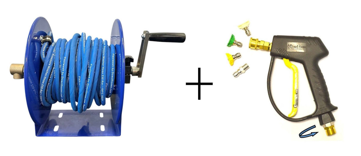 Manual Hose Reel complete with hose & Short trigger For Wolf Petrol Pressure Washers