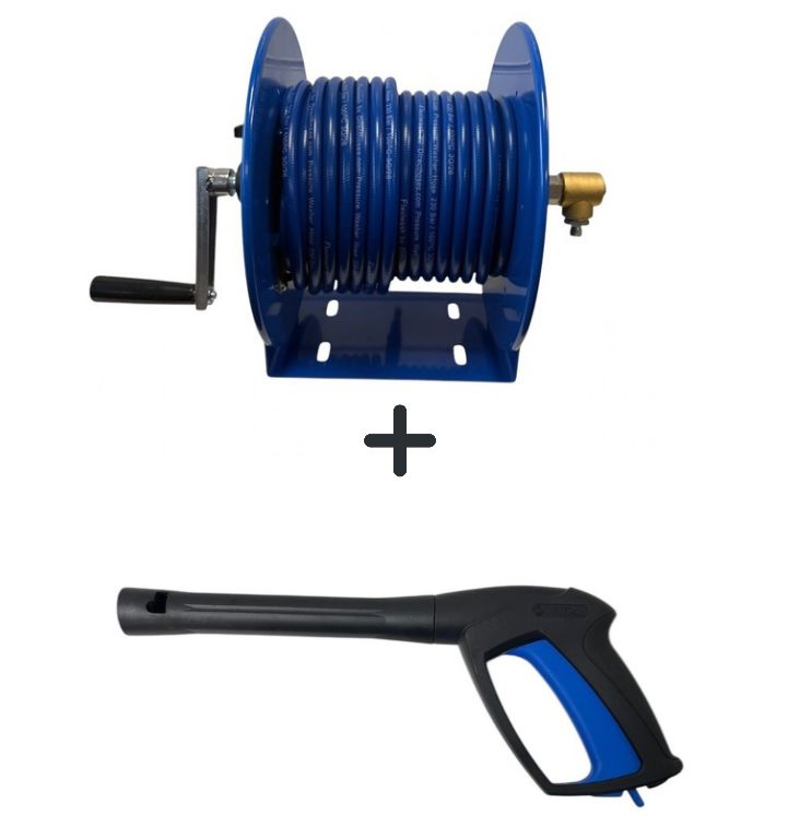 15m Manual Hose Reel complete with hose For Nilfisk Pressure Washers complete with Trigger
