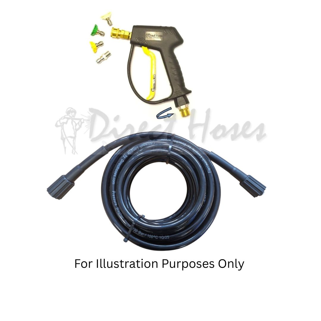 Aldi Workzone Petrol Pressure Washer Rubber Replacement Hose and Short Trigger with Quick fit Nozzles