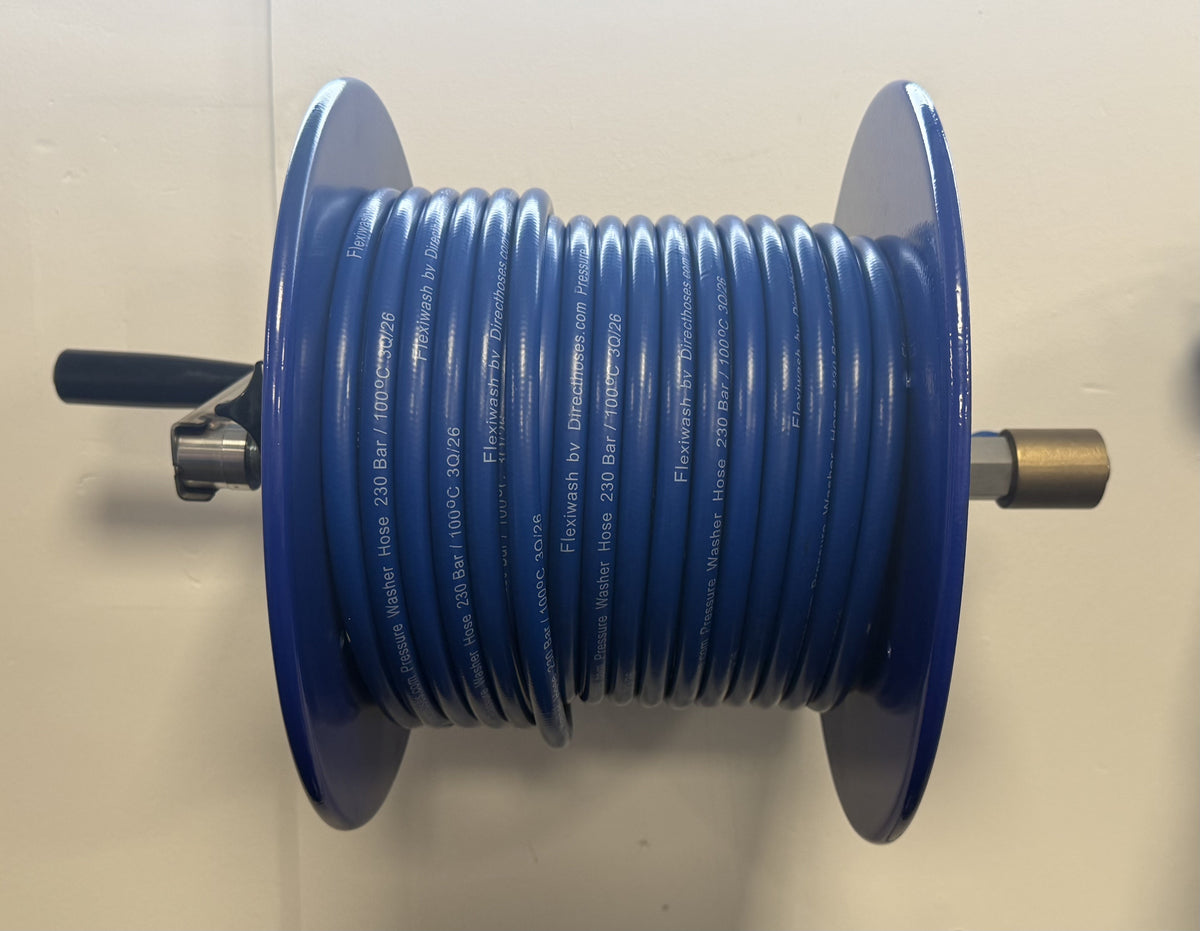 Manual Hose Reel complete with hose For Bosch AQT Pressure Washers & Short Stubby Trigger Gun plus nozzles