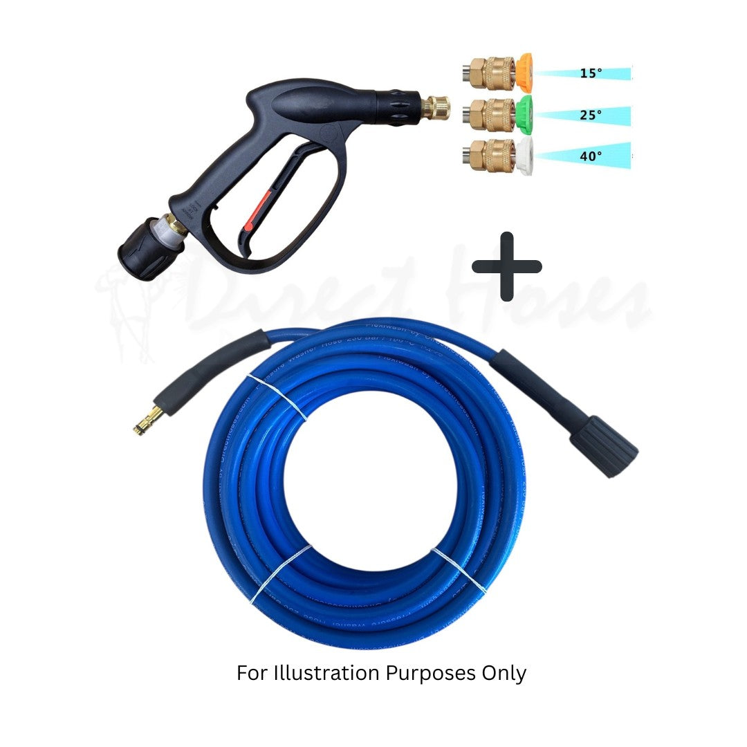 Karcher style 'K' series Rubber Replacement Hose and Short Trigger with Quick fit Nozzles. Screwfit machine connection