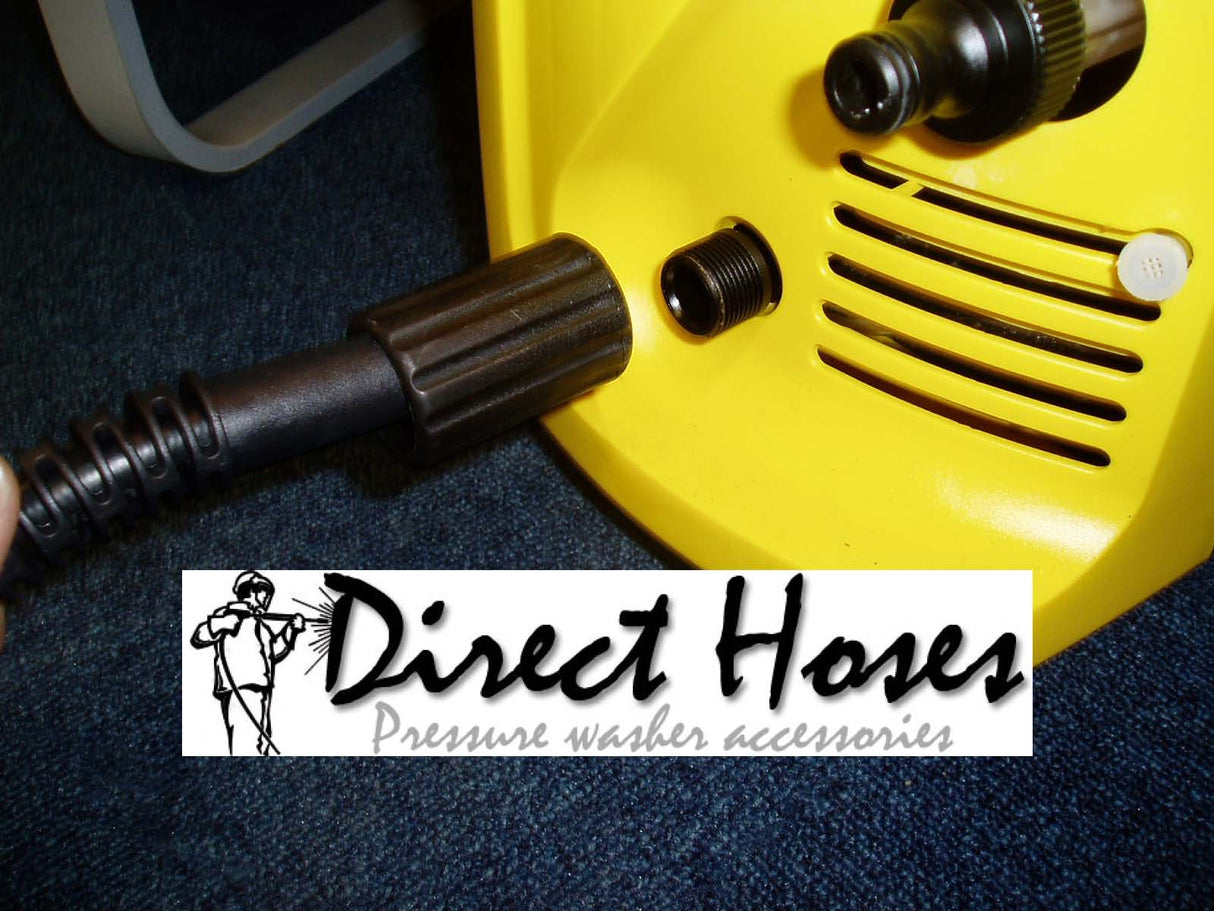 Karcher style replacement Rubber FLEXIWASH HOSE for Yellow 'C' Clip Trigger, screw fit on to machine