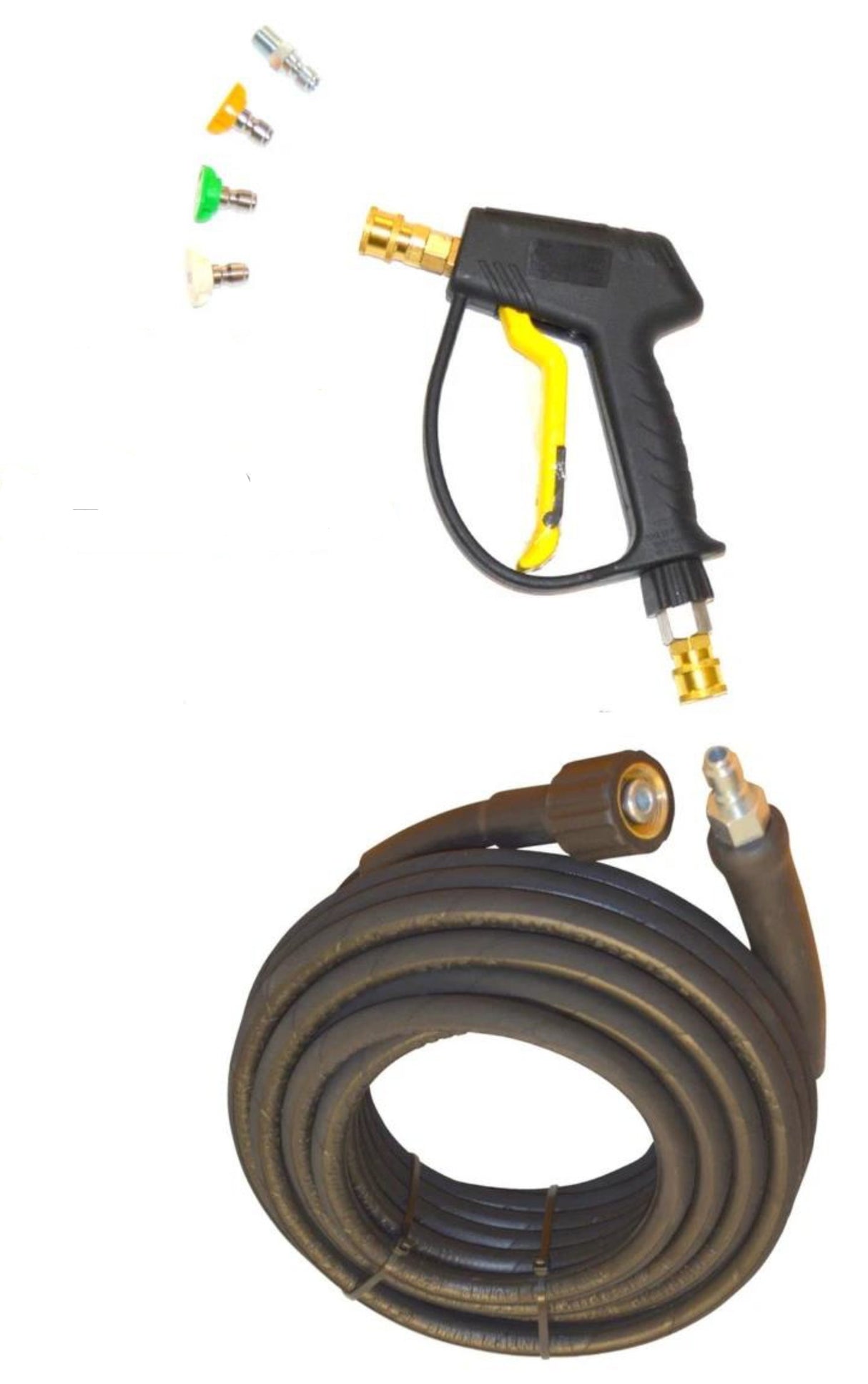 M22 ( 15mm )  Rubber Replacement Hose and Short Trigger with Quick fit Nozzles . Screwfit machine connection