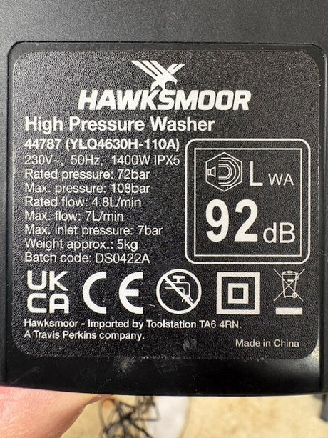 Hawksmoor 44787 ( 1400w ) - 110 Bar Pressure Washer Replacement FLEXIWASH PU Hose