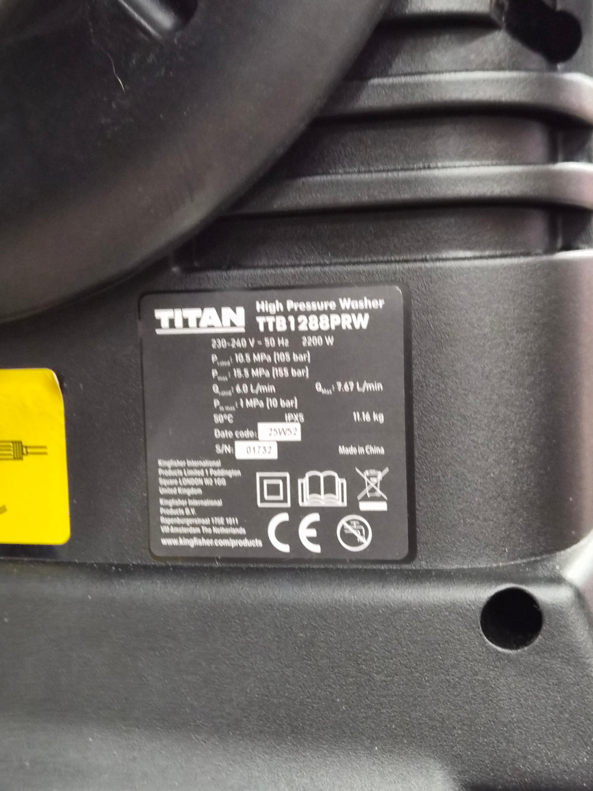 Titan (Screwfix) T3 / TTB1288PRW Pressure Washer Replacement FLEXIWASH PU Hose