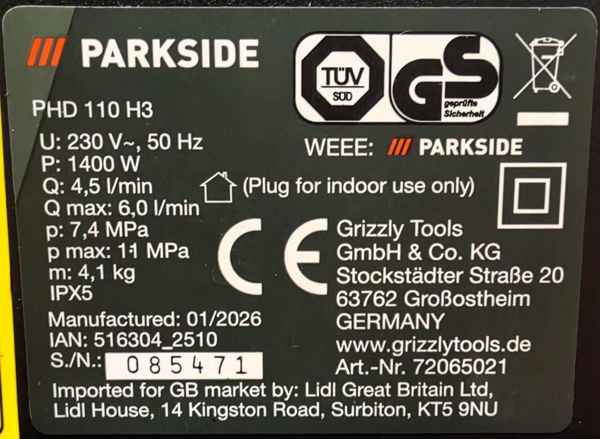 Lidl Parkside PHD 110 H3 Replacement FLEXIWASH PU Hose