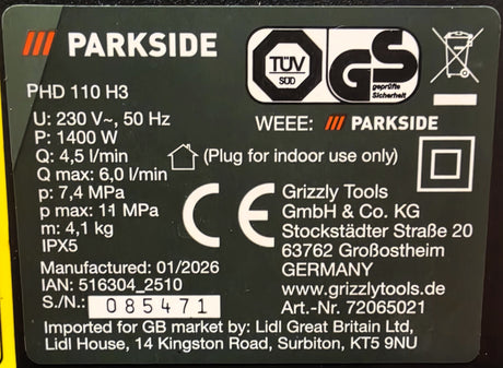 Lidl Parkside PHD 110 H3 Replacement FLEXIWASH PU Hose
