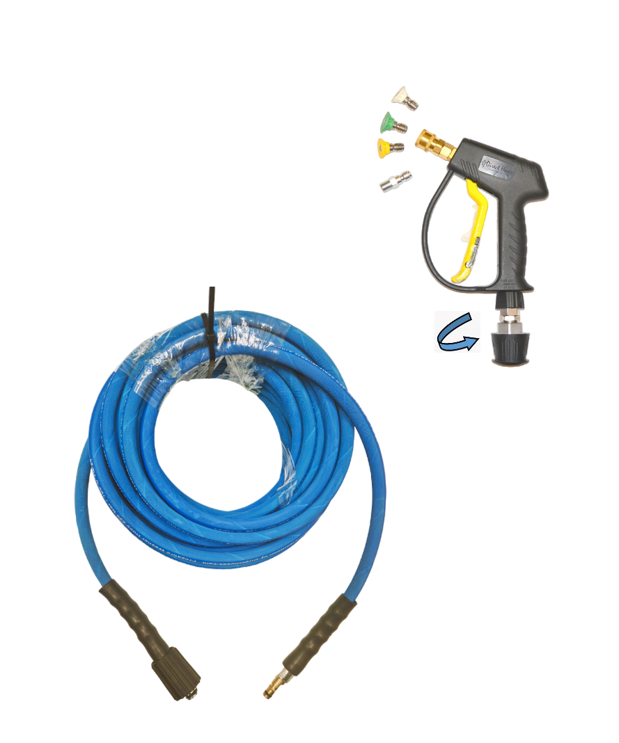 Karcher style 'K' series Rubber Replacement Hose and Short Trigger with Quick fit Nozzles. Screwfit machine connection