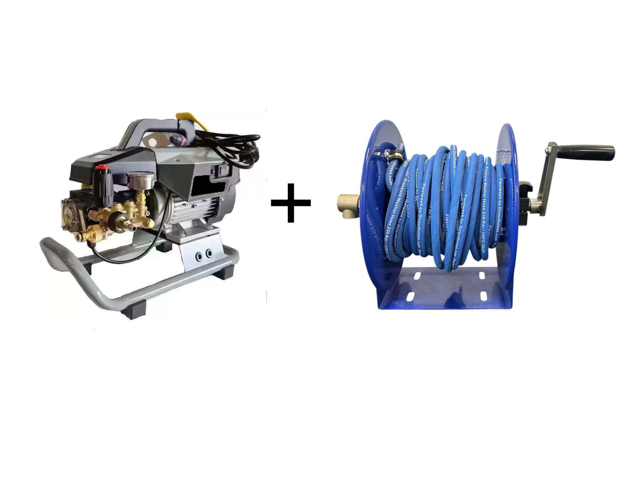 Grey 10 (Industrial/Commercial) HOSE REEL PACK Rubber Wire Reinforced Hose Swivel Trigger