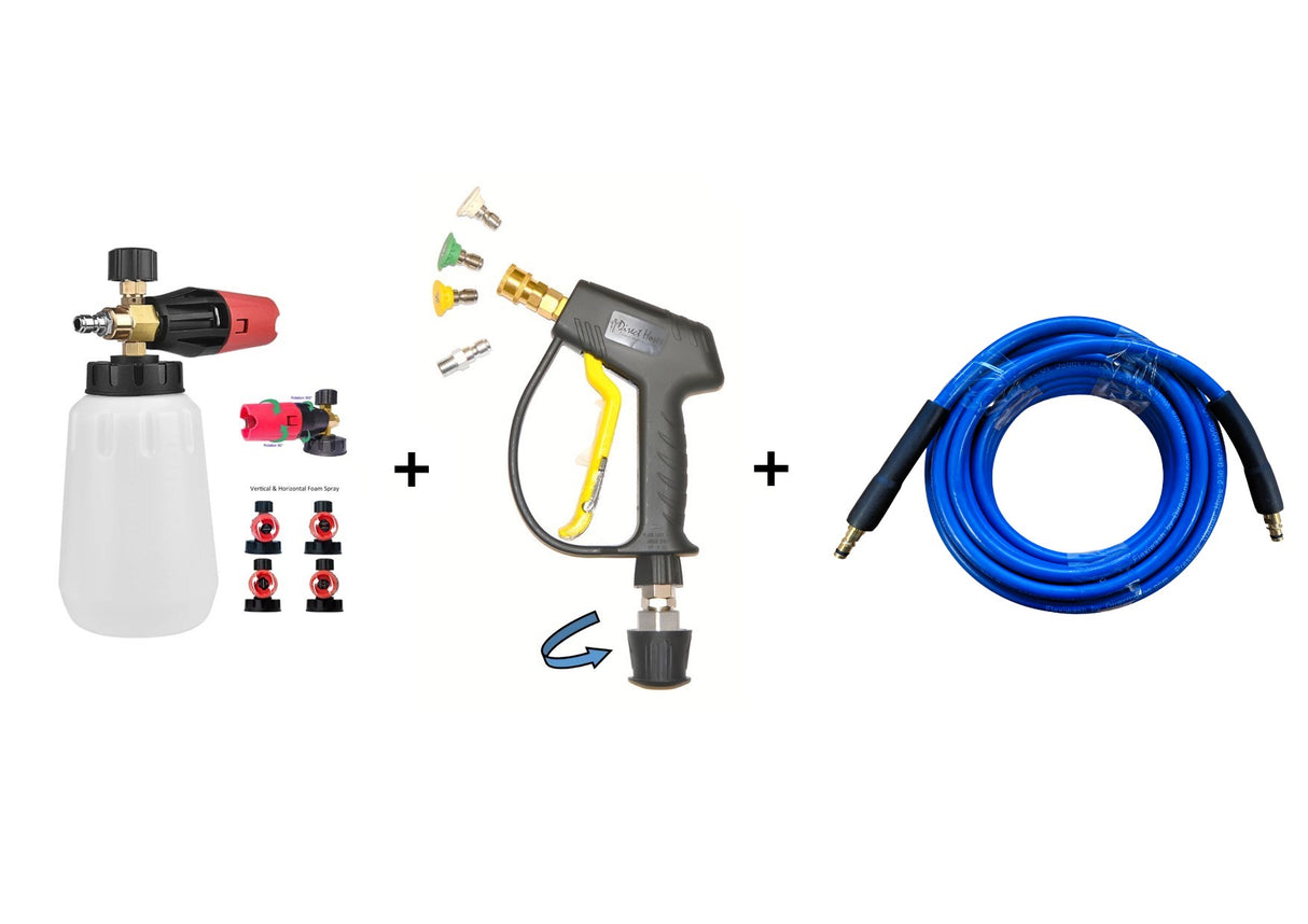 Karcher style 'K' series rubber replacement hose, short trigger & foam Lance with quick fit nozzles - machine quick fit connection