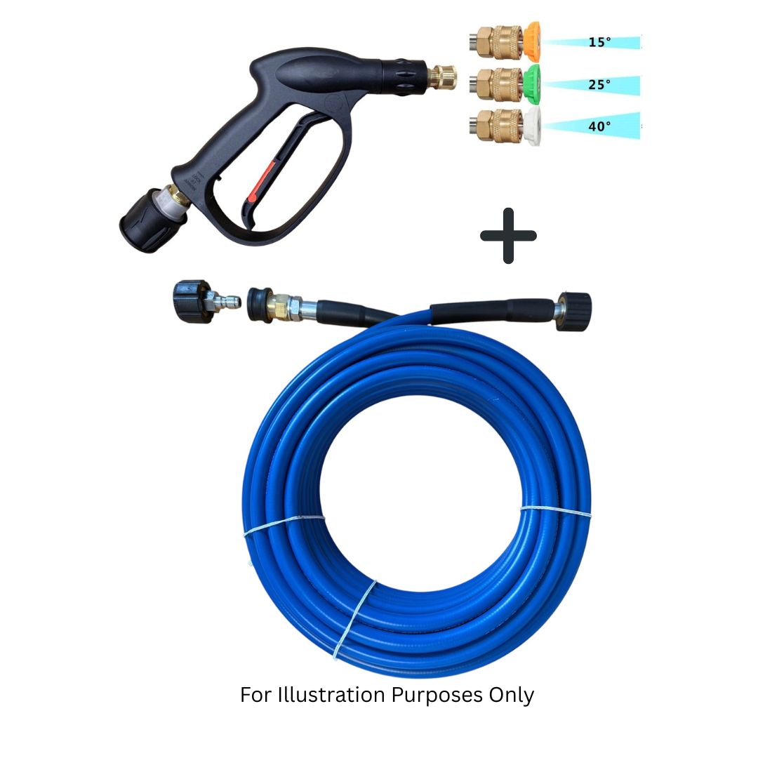 M22 (15mm centre) outlet fit Rubber Replacement Hose Machine quick fit and Short Trigger with Quick fit Nozzles