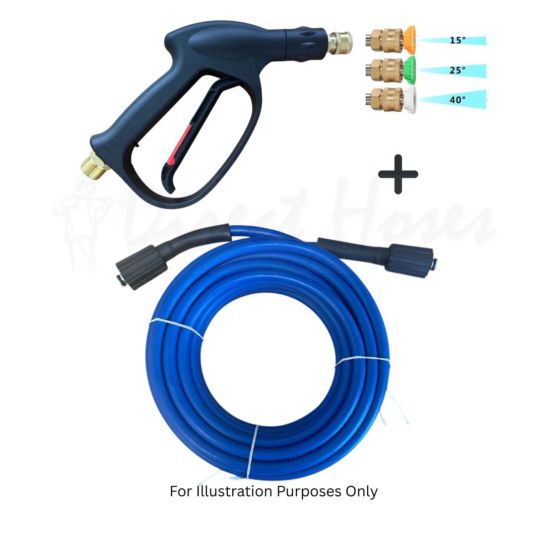 Aldi Workzone Petrol Pressure Washer Rubber Replacement Hose and Short Trigger with Quick fit Nozzles
