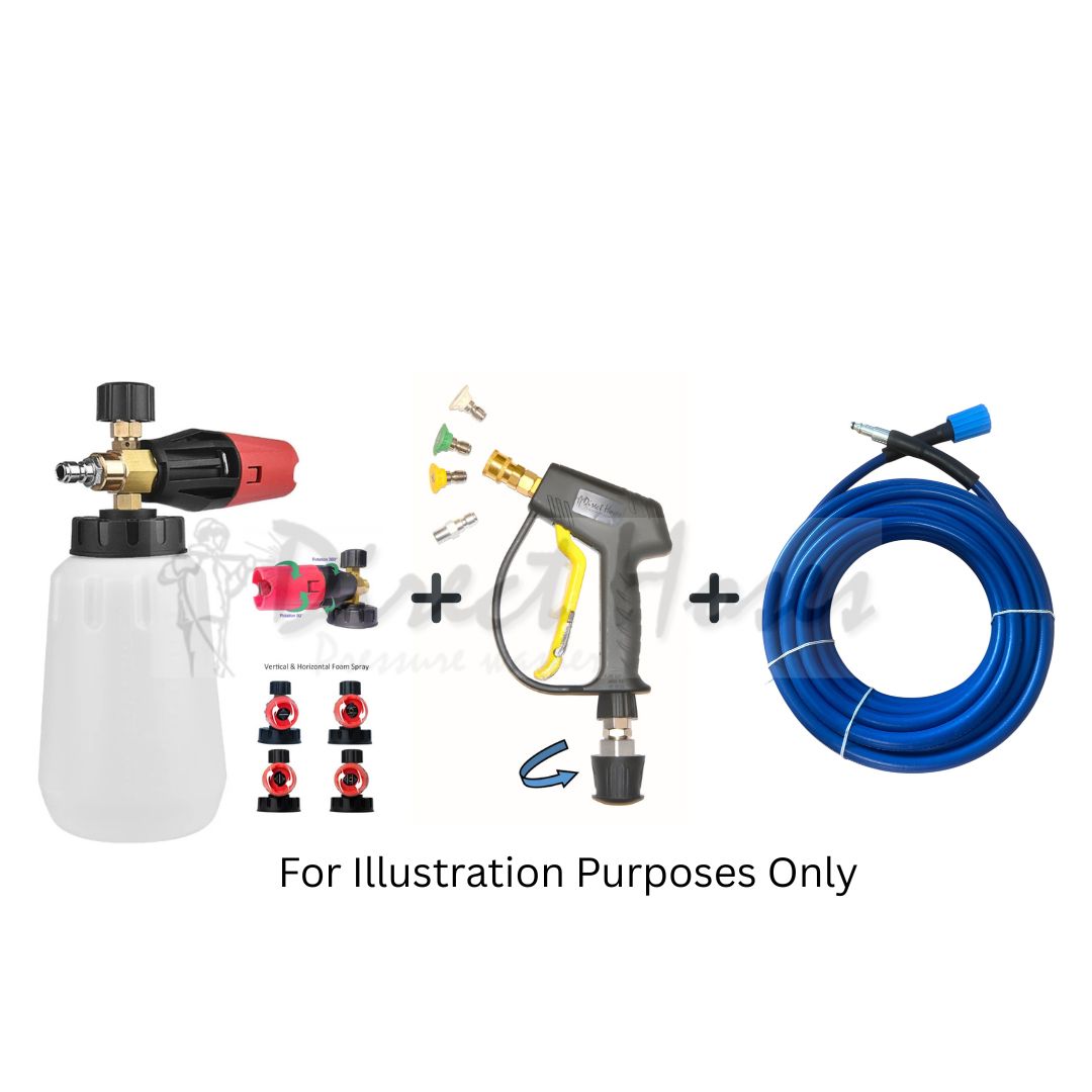 Nilfisk style 'C' series rubber replacement hose, short trigger & foam Lance with quick fit nozzles - machine quick fit connection