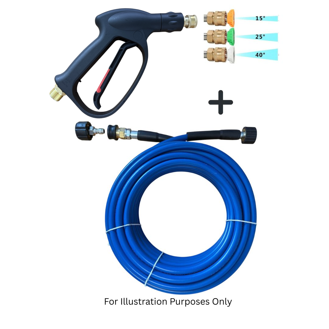 M22 (15mm centre) outlet fit Rubber Replacement Hose Machine quick fit and Short Stubby Trigger Gun with Quick fit Nozzles